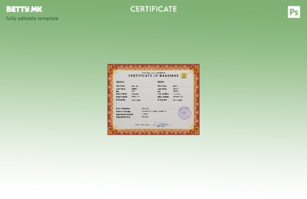 Модерен стил Португалија шаблон за PSD шаблон за потврда за брак